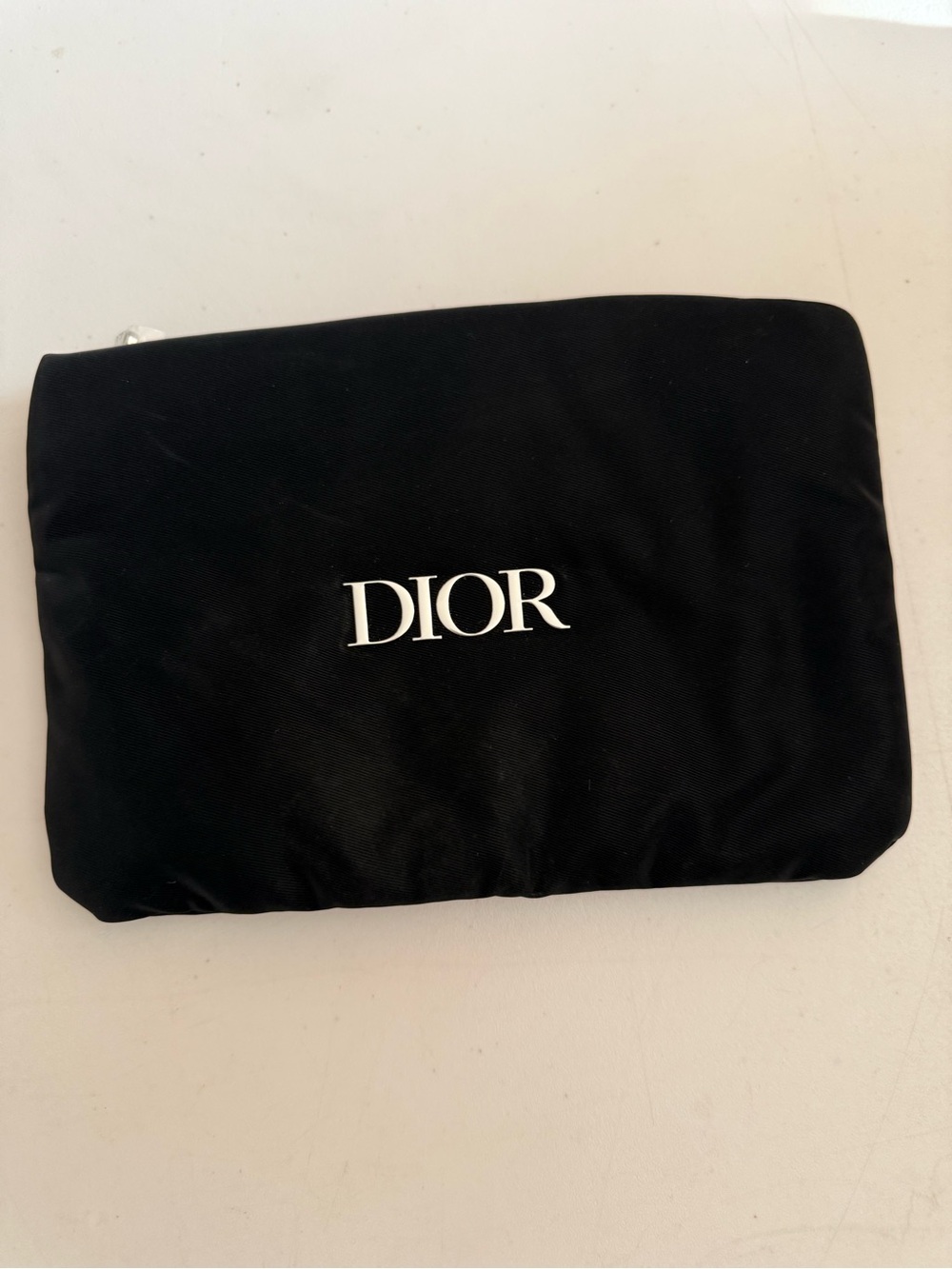 Dior Black Silver-Trim Zip Pouch